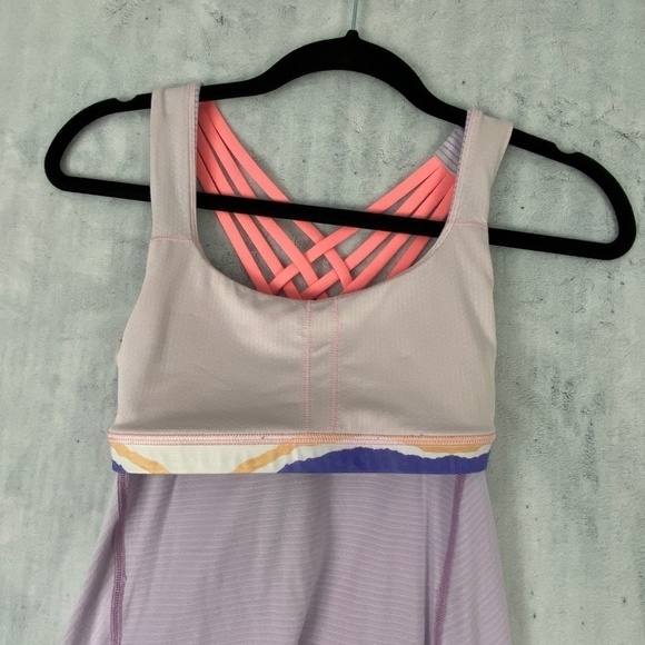 Lululemon Strappy Back Tank Top Sz 2 Purple Built-in Shelf Bra - Picture 6 of 7